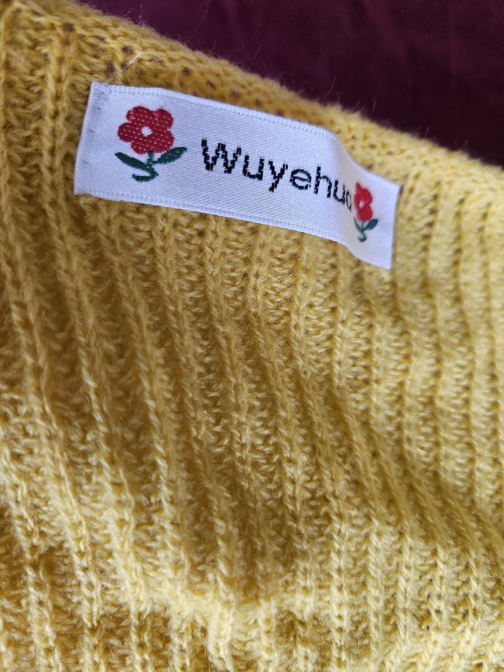 Wuyehua Lightweight Yellow Crewneck V-neck Vintage Sweater Cardigan XL RARE!